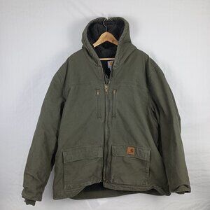 Carhartt C95 Sandstone Active Jacket 2XL – Quilted Flannel Lined Olive Green